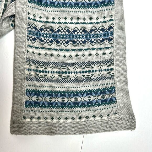 J.Mclaughlin Arthur Wool Knit Long Scarf Gray Blue White Fair Isle Pattern - Picture 7 of 8